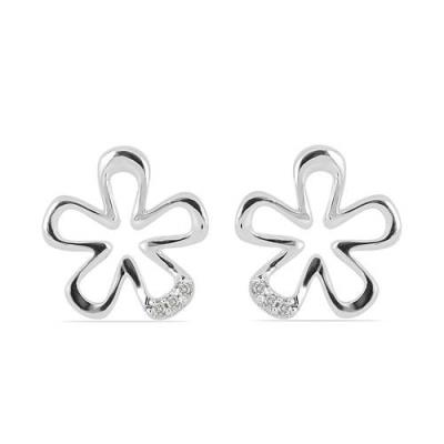 BUY NATURAL WHITE DIAMOND DOUBLE CUT GEMSTONE FLORAL EARRINGS IN 925 SILVER 